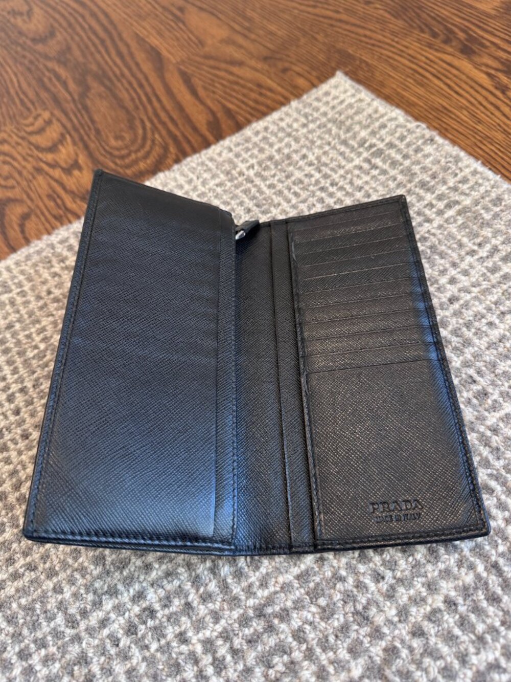 Prada Classic Black Saffiano Leather Continental Wallet